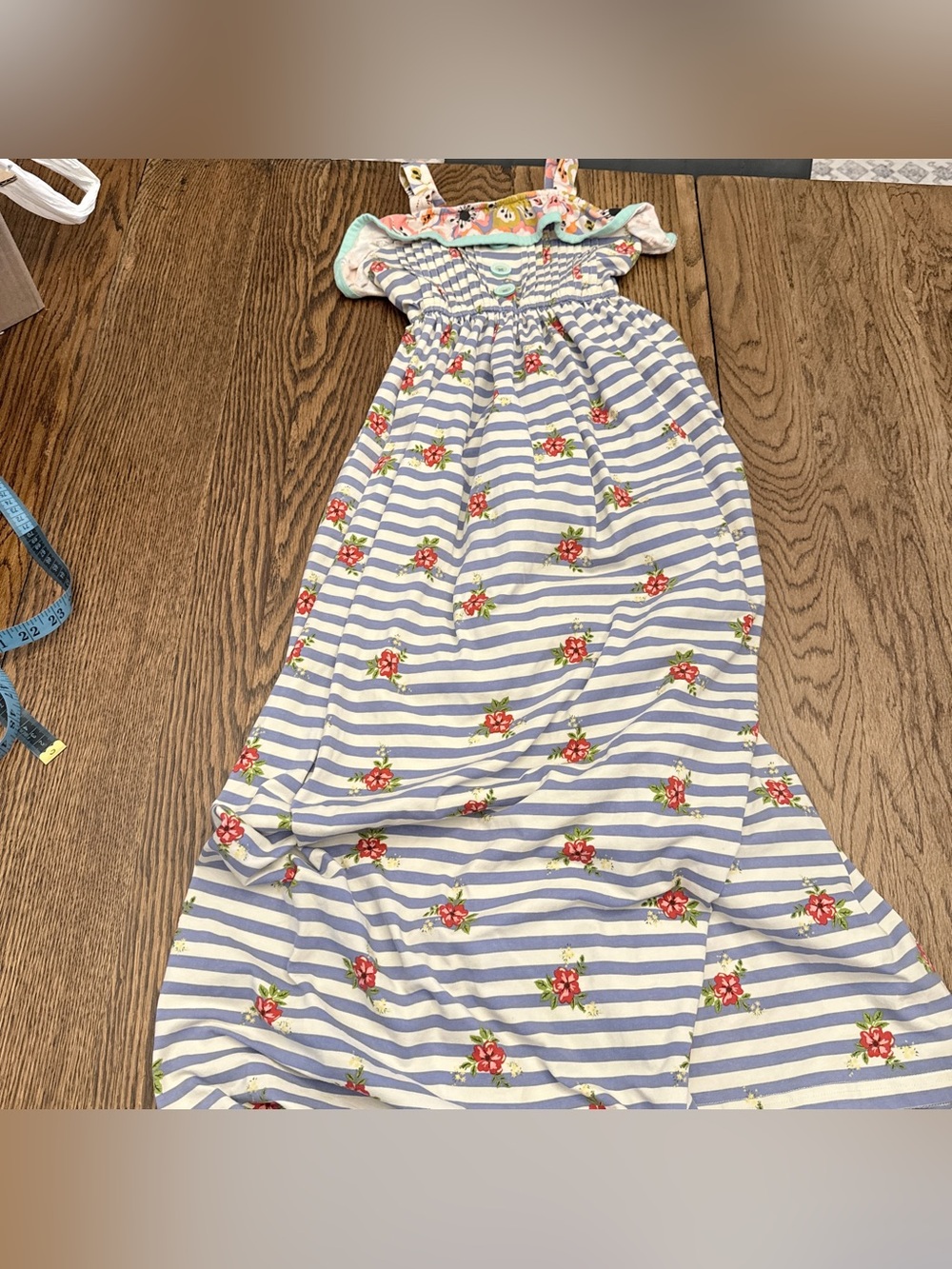 Matilda Jane 435 Dress Endless Summer Maxi Blue Floral Sz 10 Girls EUC EE